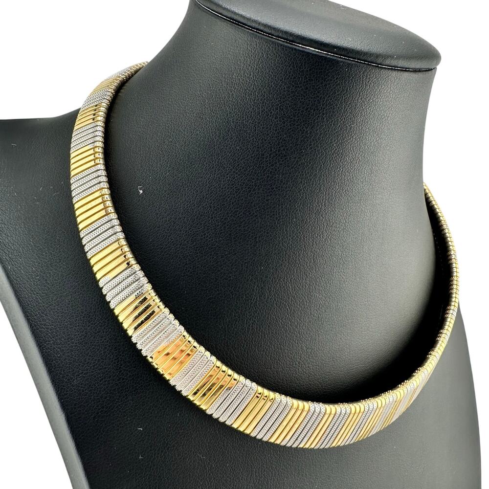Vintage Act II 1980s 1990s Two Tone Egyptian Revival Omega Chain 17" Necklace